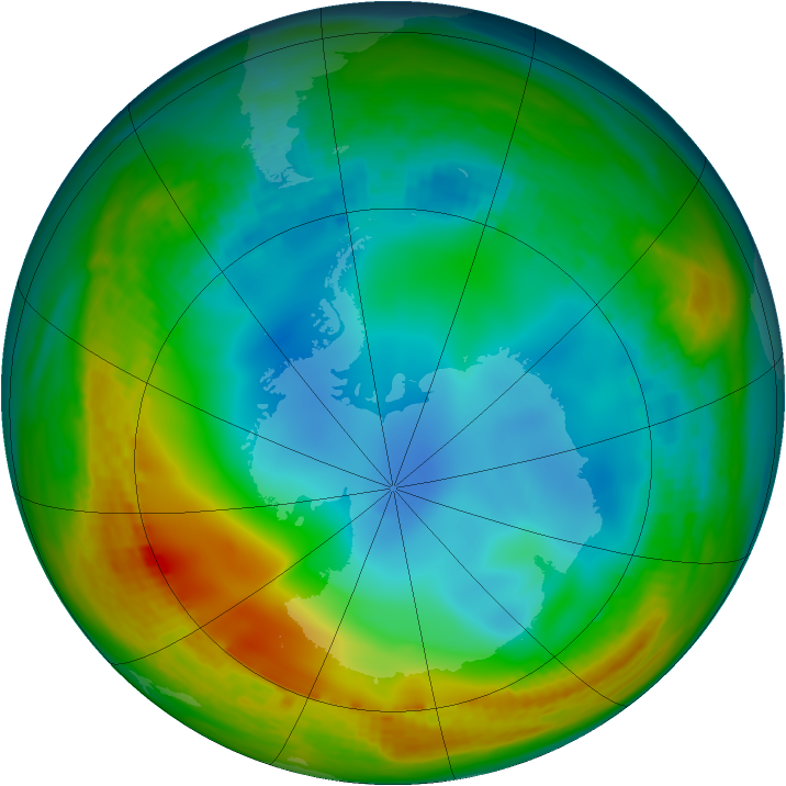 Antarctic ozone map for 28 June 1984